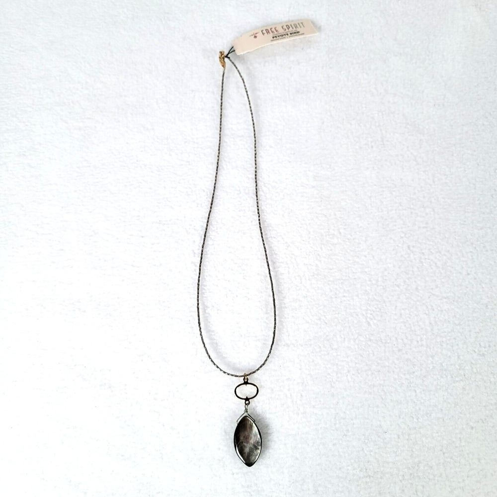 Peyote Bird Womens Silver Necklace 18" Black Barrel Beads Onyx Pendant Gothic